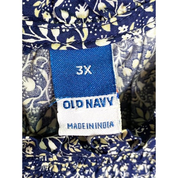 Old Navy Women's Blue Floral Flutter Sleeveless‎ Smocked Top 3X Boho Festival - Picture 3 of 6